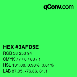 Color code: HEX #3AFD5E | qconv.com