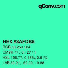 颜色代码: HEX #3AFDB8 | qconv.com