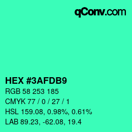 颜色代码: HEX #3AFDB9 | qconv.com