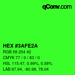 カラーコード: HEX #3AFE2A | qconv.com