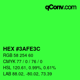 カラーコード: HEX #3AFE3C | qconv.com