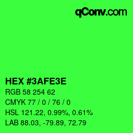 Código de color: HEX #3AFE3E | qconv.com
