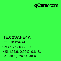 Color code: HEX #3AFE4A | qconv.com