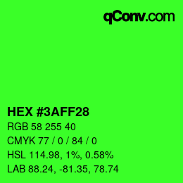 カラーコード: HEX #3AFF28 | qconv.com