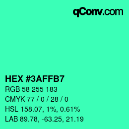 Color code: HEX #3AFFB7 | qconv.com