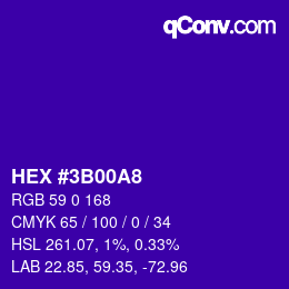 Color code: HEX #3B00A8 | qconv.com