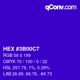 Color code: HEX #3B00C7 | qconv.com