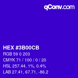 Color code: HEX #3B00CB | qconv.com