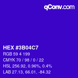 Color code: HEX #3B04C7 | qconv.com