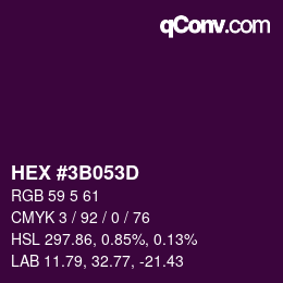 颜色代码: HEX #3B053D | qconv.com