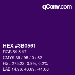颜色代码: HEX #3B0561 | qconv.com