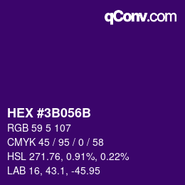 Farbcode: HEX #3B056B | qconv.com