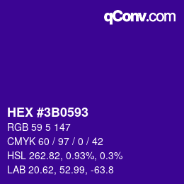 カラーコード: HEX #3B0593 | qconv.com
