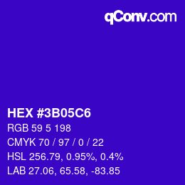 Color code: HEX #3B05C6 | qconv.com