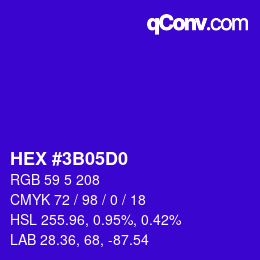 Color code: HEX #3B05D0 | qconv.com