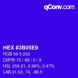 Color code: HEX #3B05E9 | qconv.com