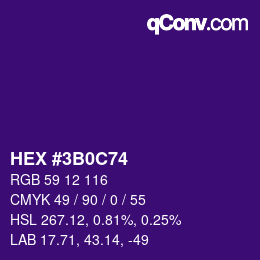 颜色代码: HEX #3B0C74 | qconv.com