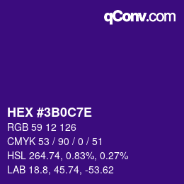 Color code: HEX #3B0C7E | qconv.com
