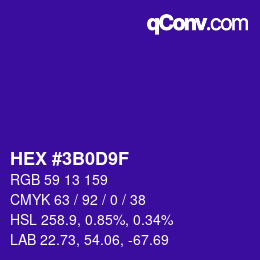 Color code: HEX #3B0D9F | qconv.com