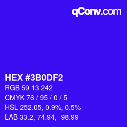 Color code: HEX #3B0DF2 | qconv.com