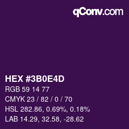 Color code: HEX #3B0E4D | qconv.com