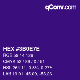 Color code: HEX #3B0E7E | qconv.com