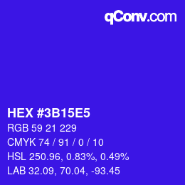 Farbcode: HEX #3B15E5 | qconv.com