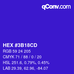 カラーコード: HEX #3B18CD | qconv.com