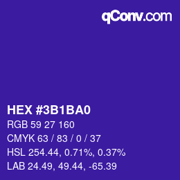 颜色代码: HEX #3B1BA0 | qconv.com