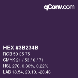 Color code: HEX #3B234B | qconv.com