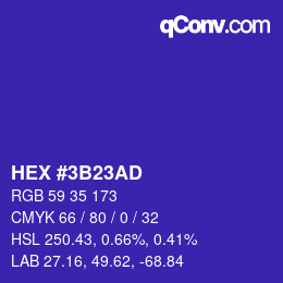 Color code: HEX #3B23AD | qconv.com