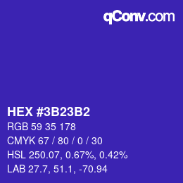 Color code: HEX #3B23B2 | qconv.com