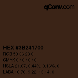 Color code: HEX #3B241700 | qconv.com