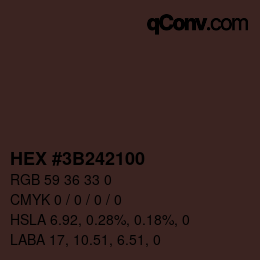 颜色代码: HEX #3B242100 | qconv.com