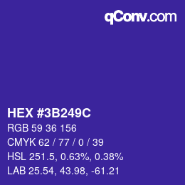 カラーコード: HEX #3B249C | qconv.com