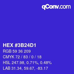 Farbcode: HEX #3B24D1 | qconv.com