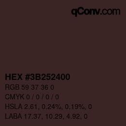 Color code: HEX #3B252400 | qconv.com