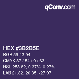Color code: HEX #3B2B5E | qconv.com