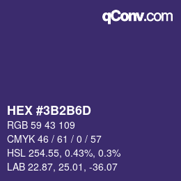 Color code: HEX #3B2B6D | qconv.com