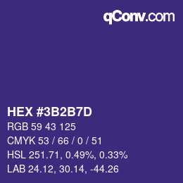 颜色代码: HEX #3B2B7D | qconv.com