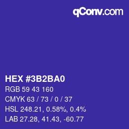 Color code: HEX #3B2BA0 | qconv.com