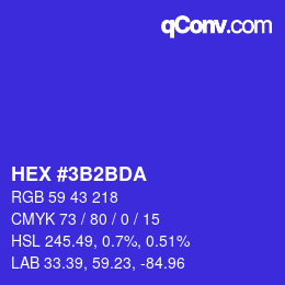 颜色代码: HEX #3B2BDA | qconv.com