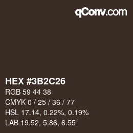 颜色代码: HEX #3B2C26 | qconv.com