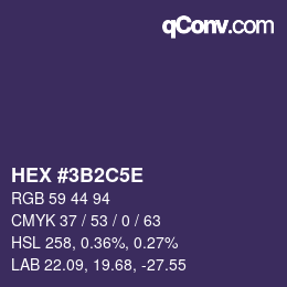 Color code: HEX #3B2C5E | qconv.com