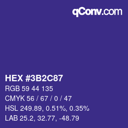 カラーコード: HEX #3B2C87 | qconv.com