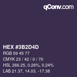 Color code: HEX #3B2D4D | qconv.com