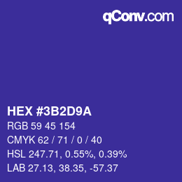 Color code: HEX #3B2D9A | qconv.com