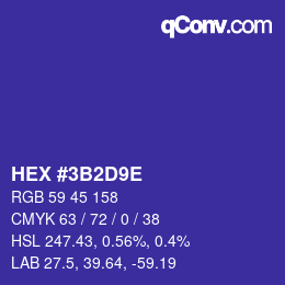 Color code: HEX #3B2D9E | qconv.com