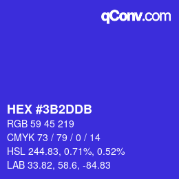 カラーコード: HEX #3B2DDB | qconv.com