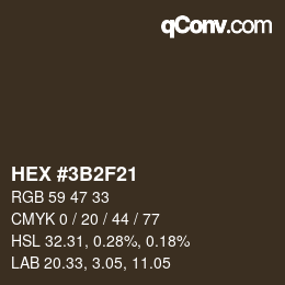 Color code: HEX #3B2F21 | qconv.com